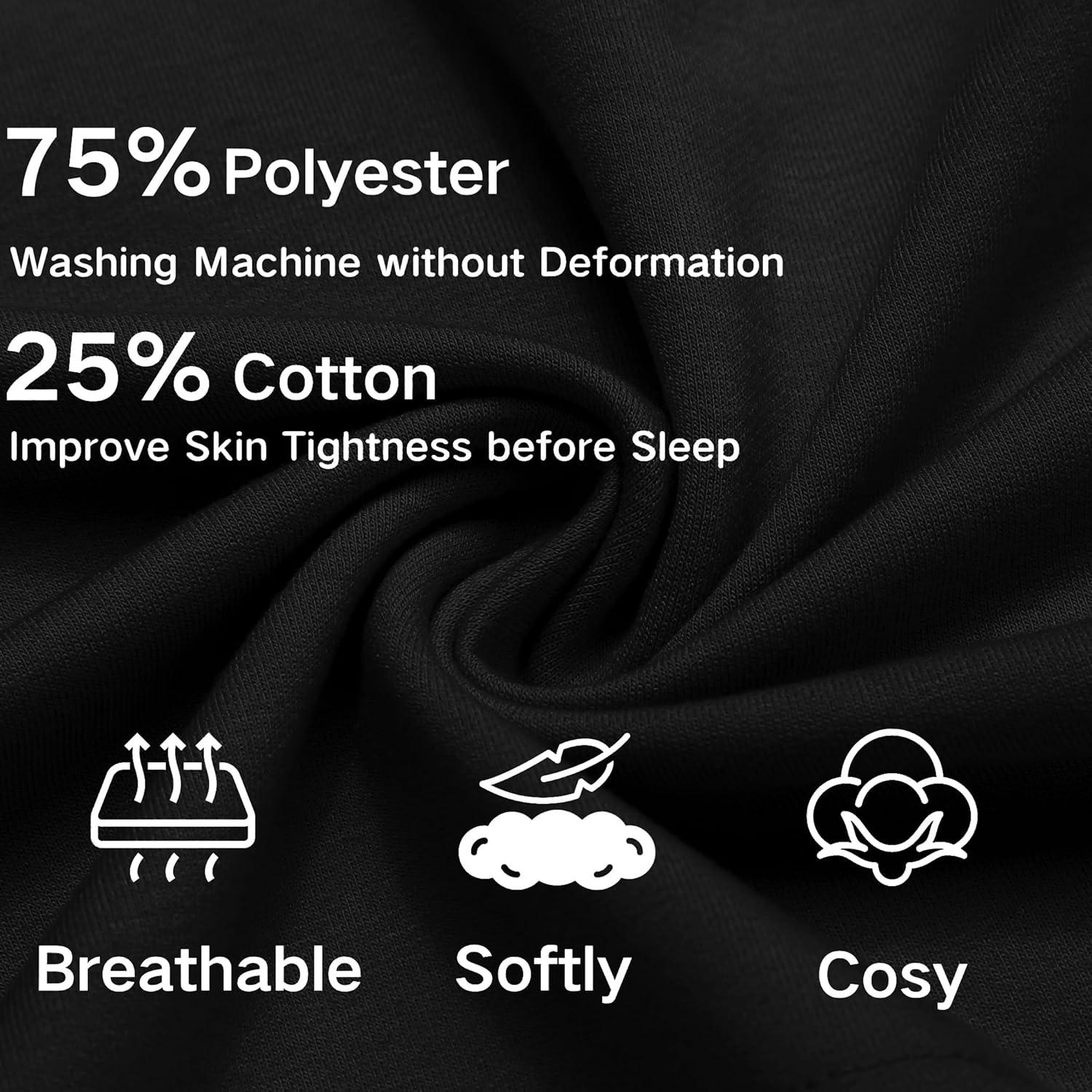 imageDeyeek 55 Inch Mens Pajama Shorts Sleep Cotton Lounge PJ Lightweight Elastic Waist Drawstring Nightwear Bottom with PocketsBlack