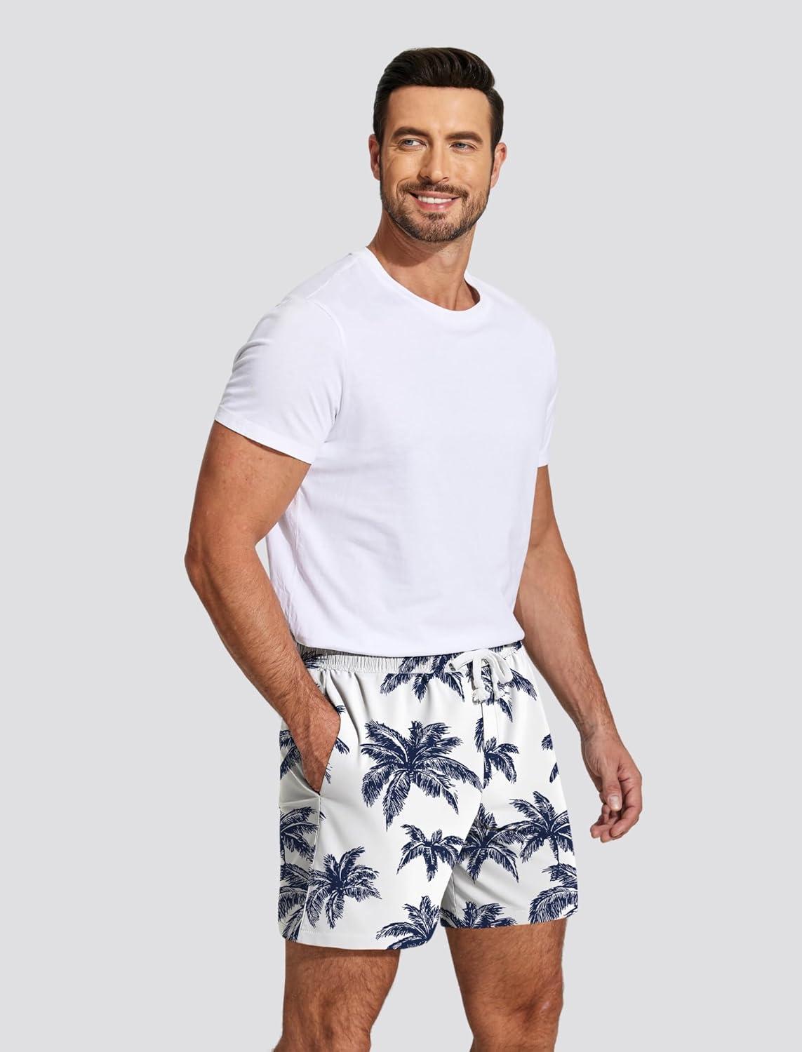imageDeyeek 55 Inch Mens Pajama Shorts Sleep Cotton Lounge PJ Lightweight Elastic Waist Drawstring Nightwear Bottom with PocketsCoconut