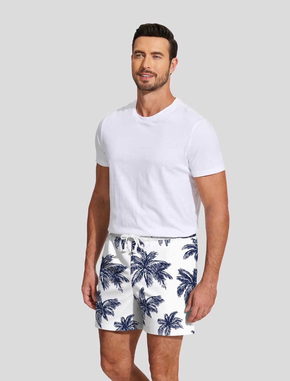 imageDeyeek 55 Inch Mens Pajama Shorts Sleep Cotton Lounge PJ Lightweight Elastic Waist Drawstring Nightwear Bottom with PocketsCoconut
