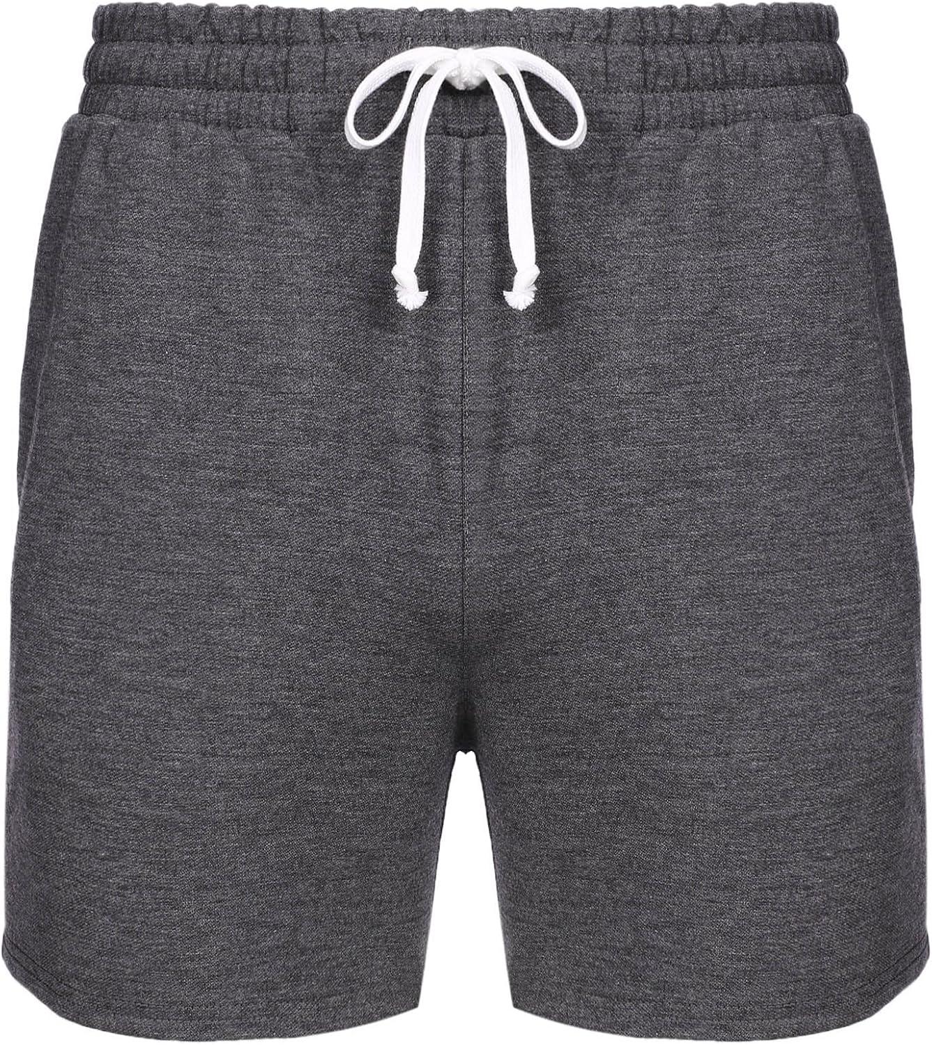 imageDeyeek 55 Inch Mens Pajama Shorts Sleep Cotton Lounge PJ Lightweight Elastic Waist Drawstring Nightwear Bottom with PocketsDark Grey