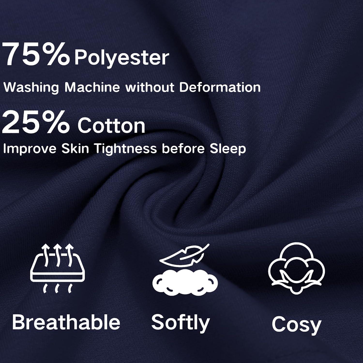 imageDeyeek 55 Inch Mens Pajama Shorts Sleep Cotton Lounge PJ Lightweight Elastic Waist Drawstring Nightwear Bottom with PocketsNave Blue
