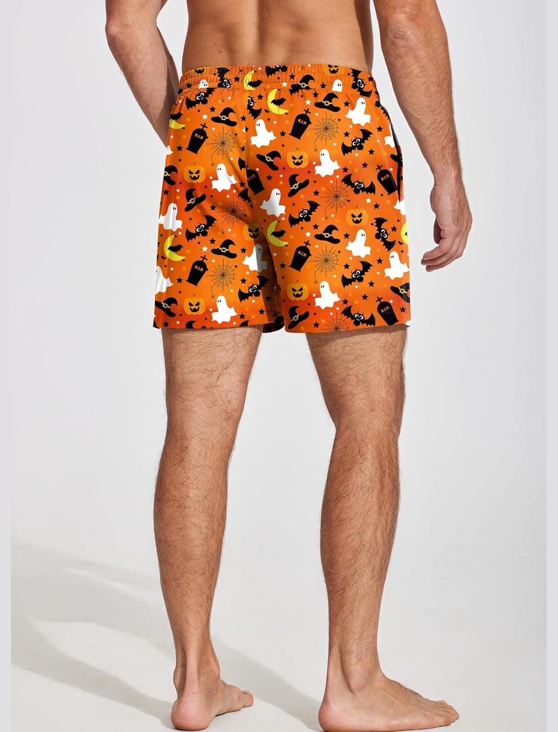 imageDeyeek 55 Inch Mens Pajama Shorts Sleep Cotton Lounge PJ Lightweight Elastic Waist Drawstring Nightwear Bottom with PocketsOrange
