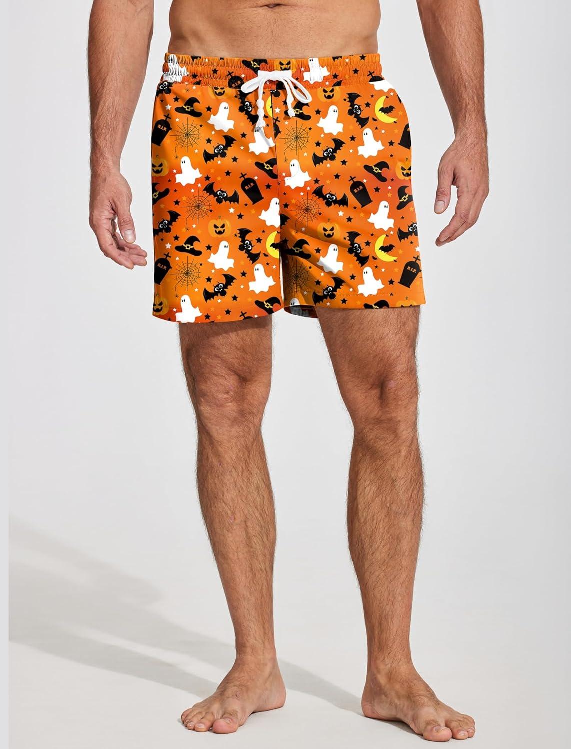 imageDeyeek 55 Inch Mens Pajama Shorts Sleep Cotton Lounge PJ Lightweight Elastic Waist Drawstring Nightwear Bottom with PocketsOrange