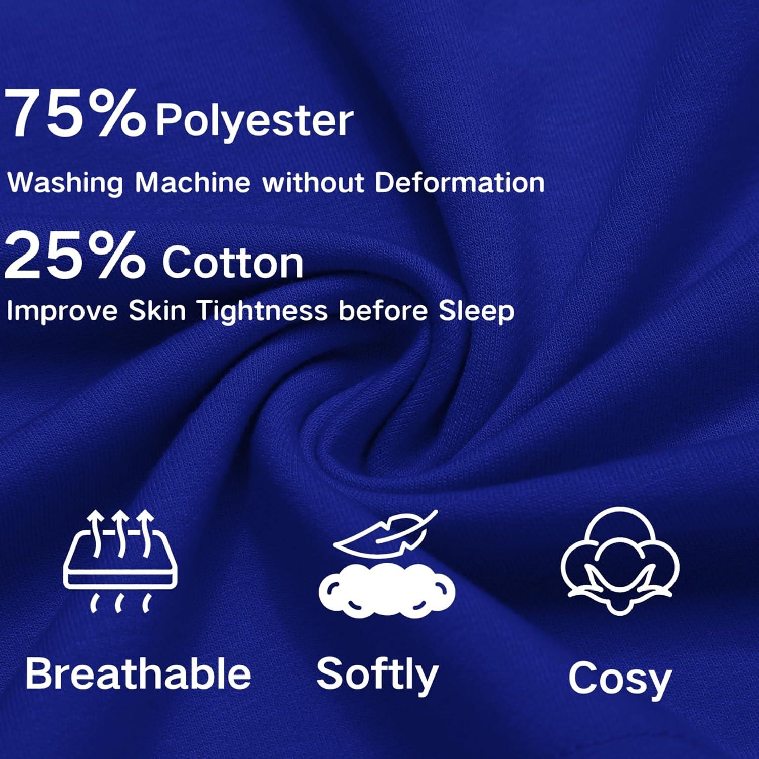imageDeyeek 55 Inch Mens Pajama Shorts Sleep Cotton Lounge PJ Lightweight Elastic Waist Drawstring Nightwear Bottom with PocketsRoyal Blue