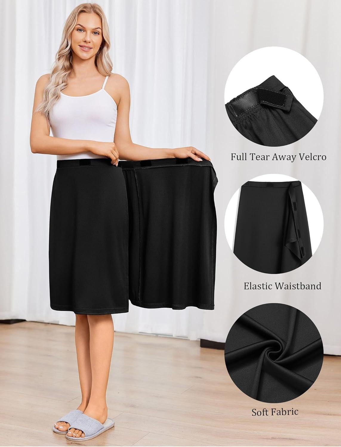 imageDeyeek Adaptive Tear Away Skirt for Women Easy Access Magic Stick Closure Post Hip Knee Leg Ankle Surgery RecoveryBlack