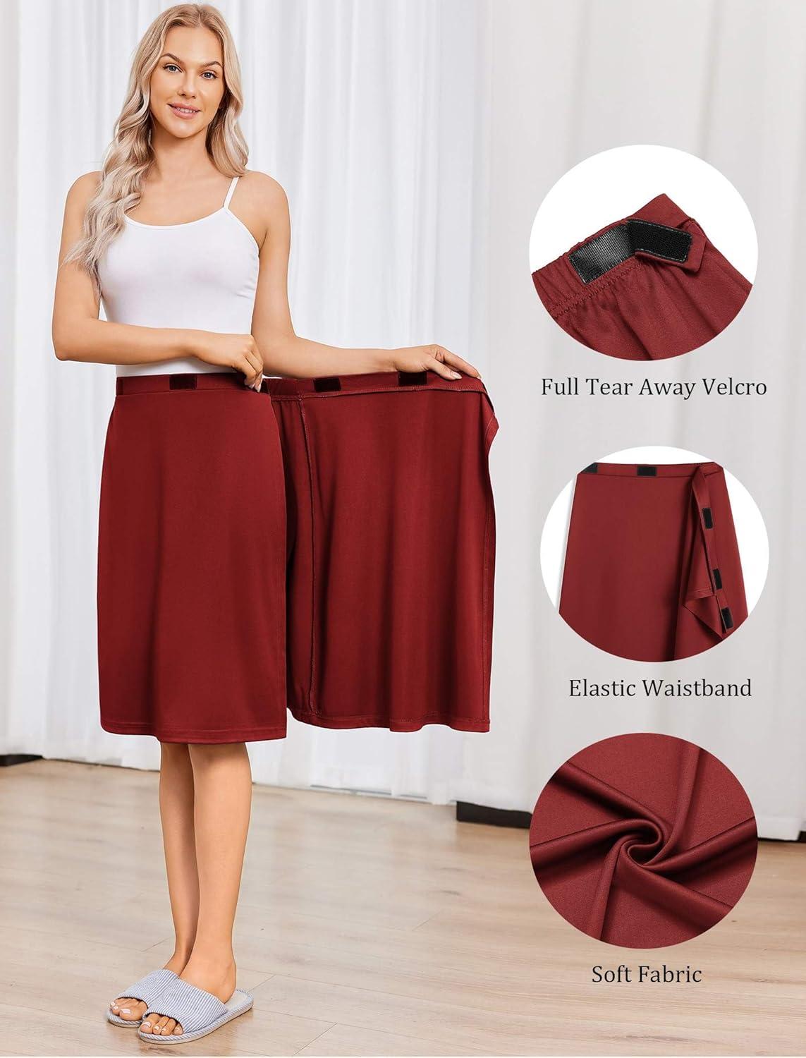 imageDeyeek Adaptive Tear Away Skirt for Women Easy Access Magic Stick Closure Post Hip Knee Leg Ankle Surgery RecoveryWine Red