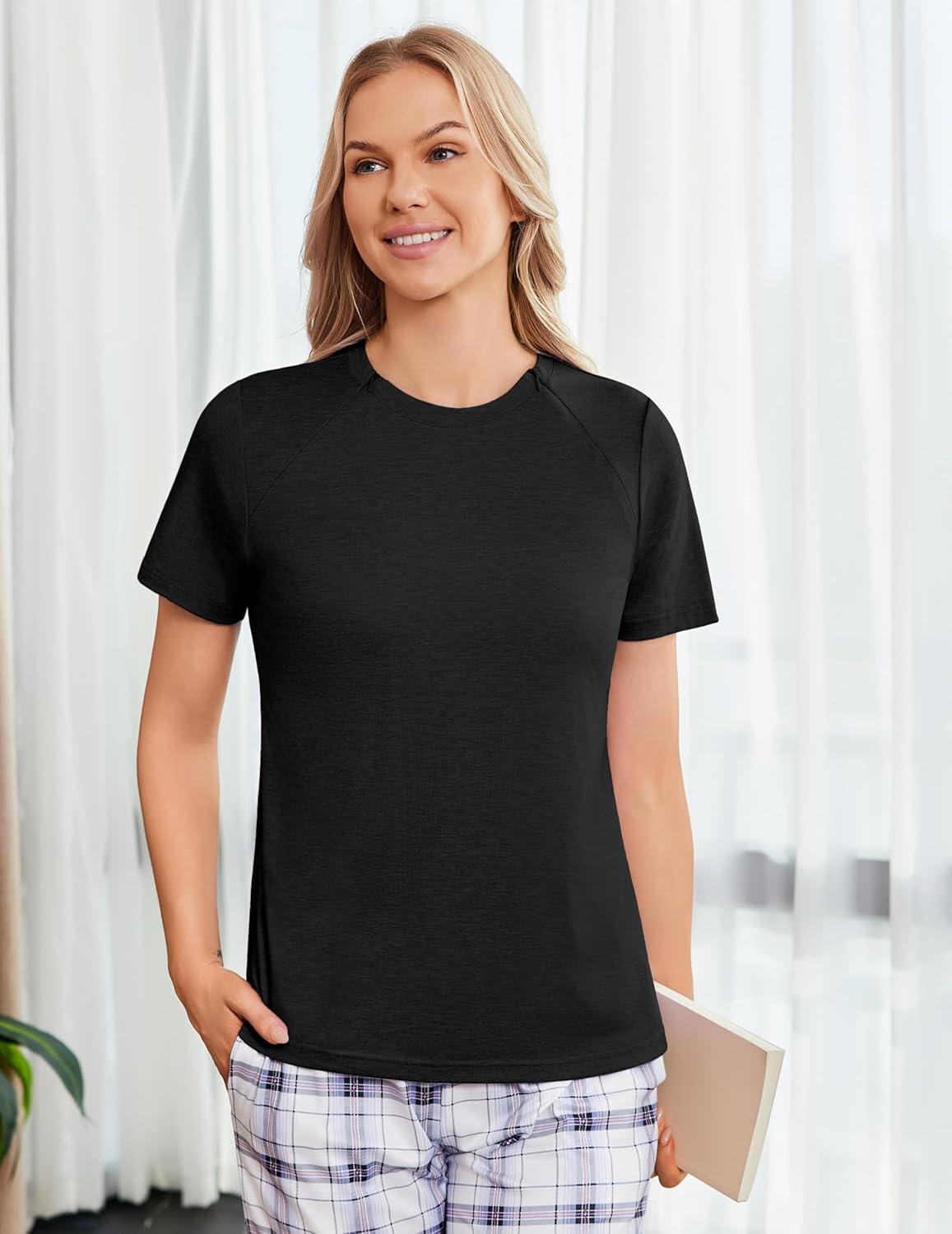imageDeyeek Chemo Shirts for Port Access Women with 2 Hidden Side Zippers Post Surgery Short Sleeve Tear Away Adaptive Top TeesBlack
