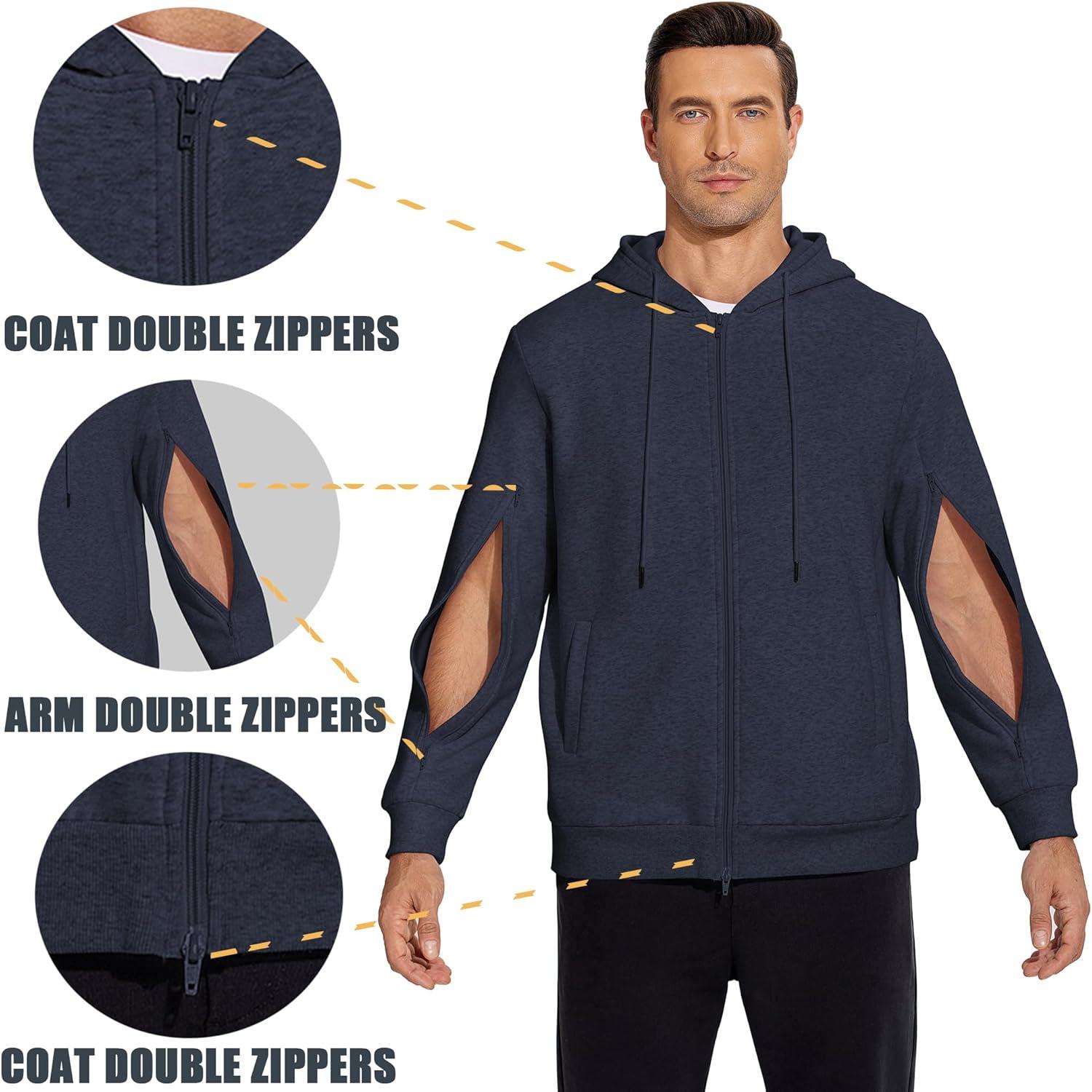 imageDeyeek Dialysis Sweatshirts with Arm Zipper Jacket FullZip Hemodialysis Cotton Warm Heavyweight SweatshirtBlue Purple