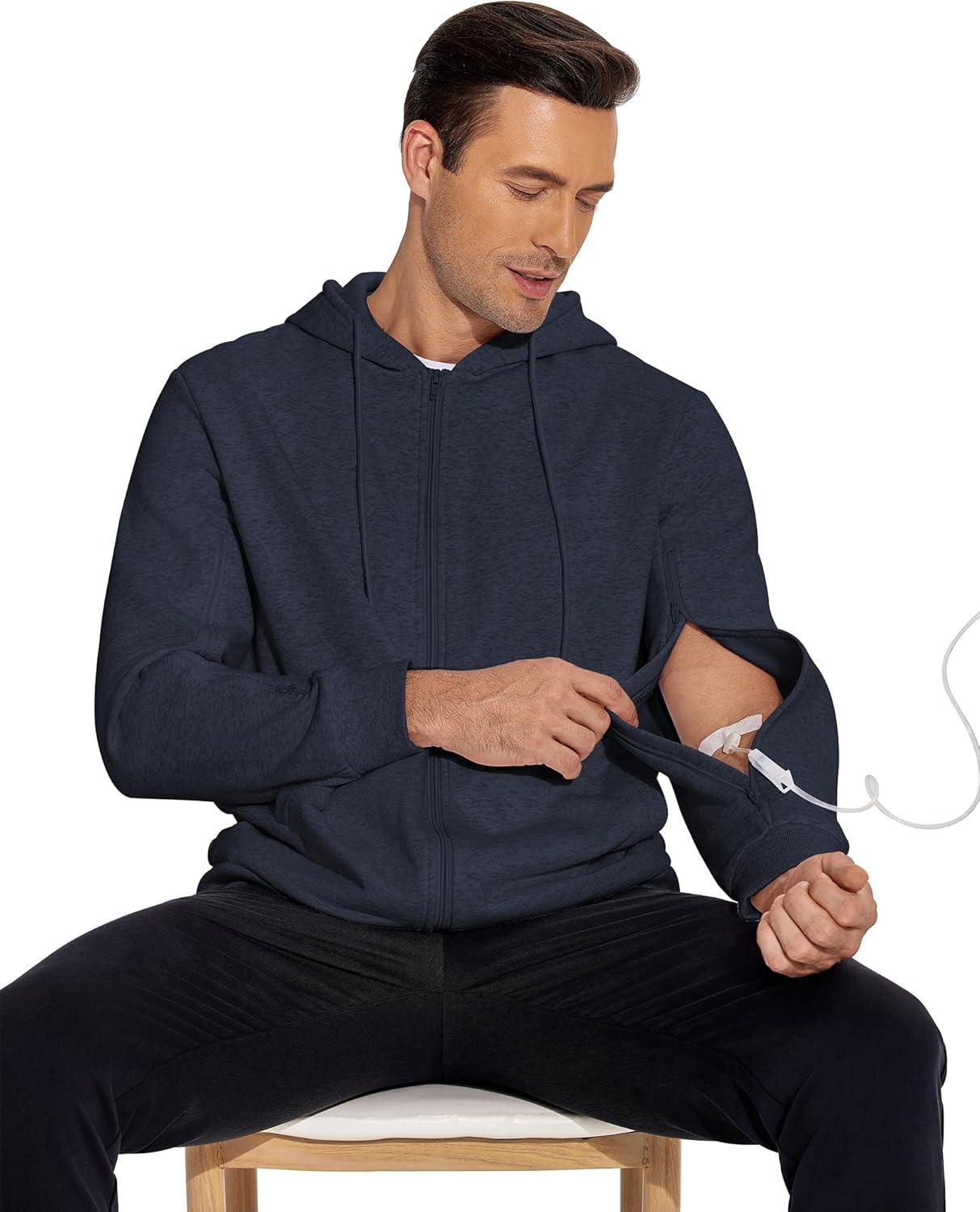imageDeyeek Dialysis Sweatshirts with Arm Zipper Jacket FullZip Hemodialysis Cotton Warm Heavyweight SweatshirtBlue Purple