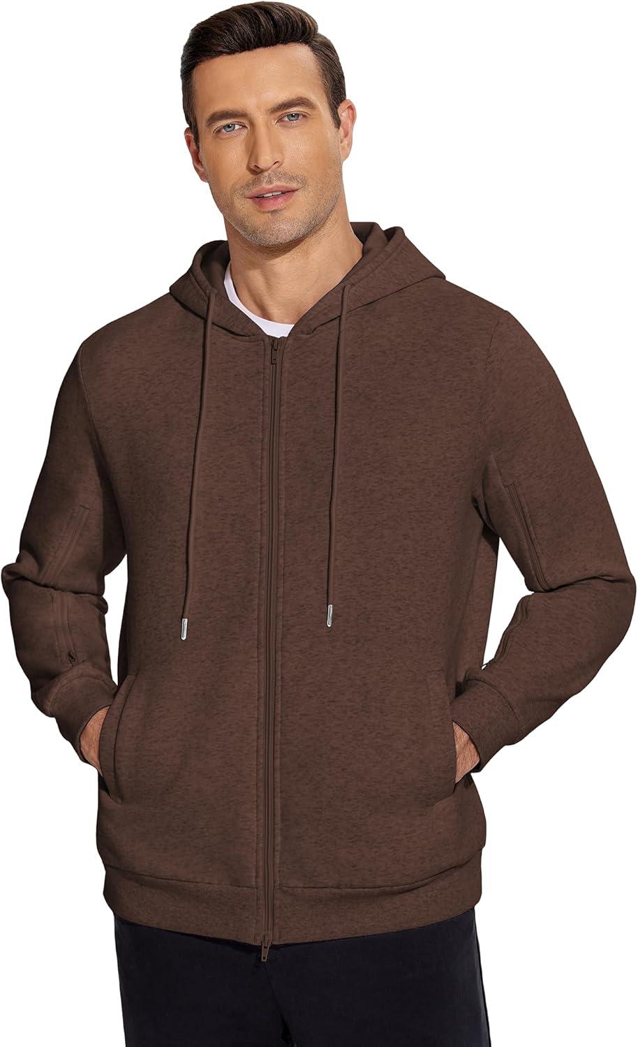imageDeyeek Dialysis Sweatshirts with Arm Zipper Jacket FullZip Hemodialysis Cotton Warm Heavyweight SweatshirtBrown