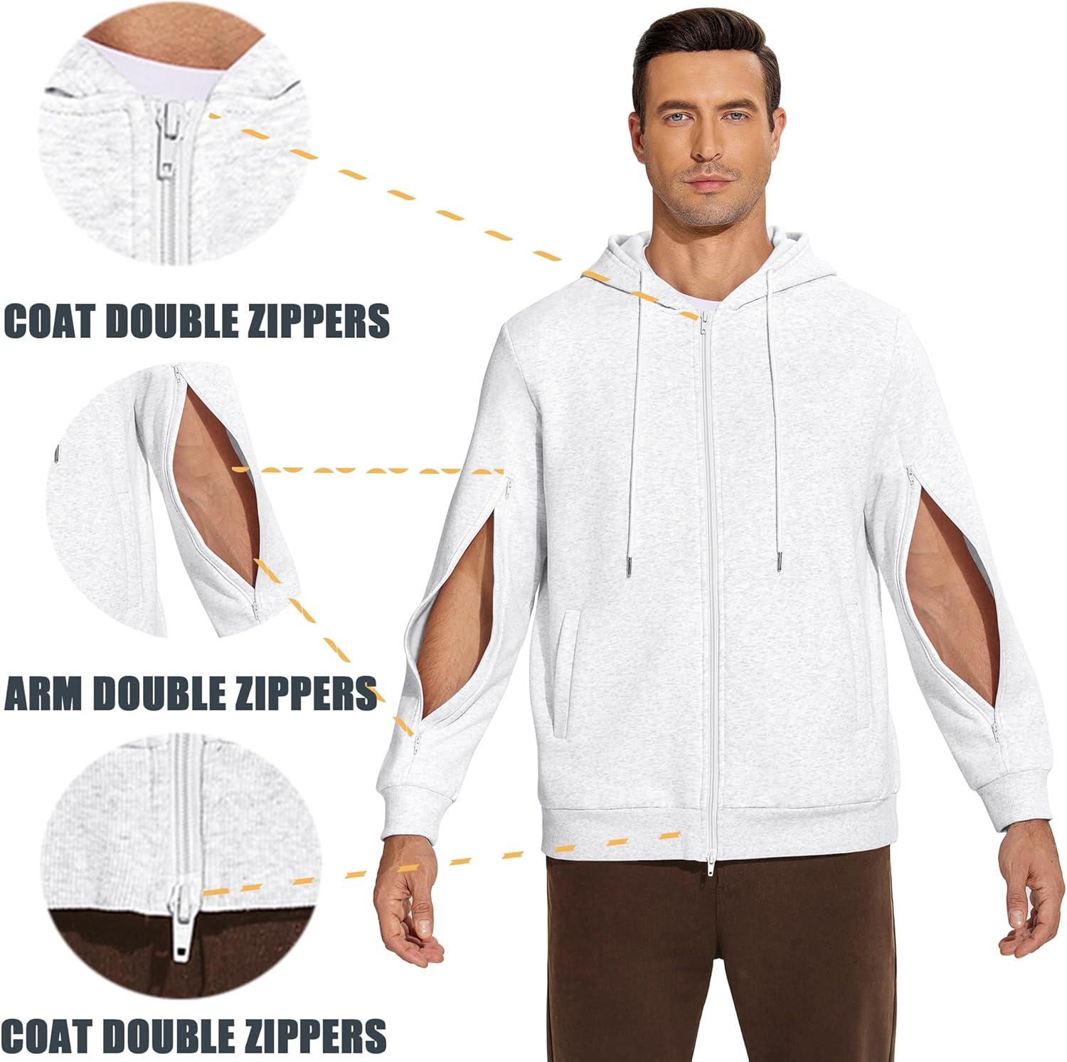 imageDeyeek Dialysis Sweatshirts with Arm Zipper Jacket FullZip Hemodialysis Cotton Warm Heavyweight SweatshirtGray