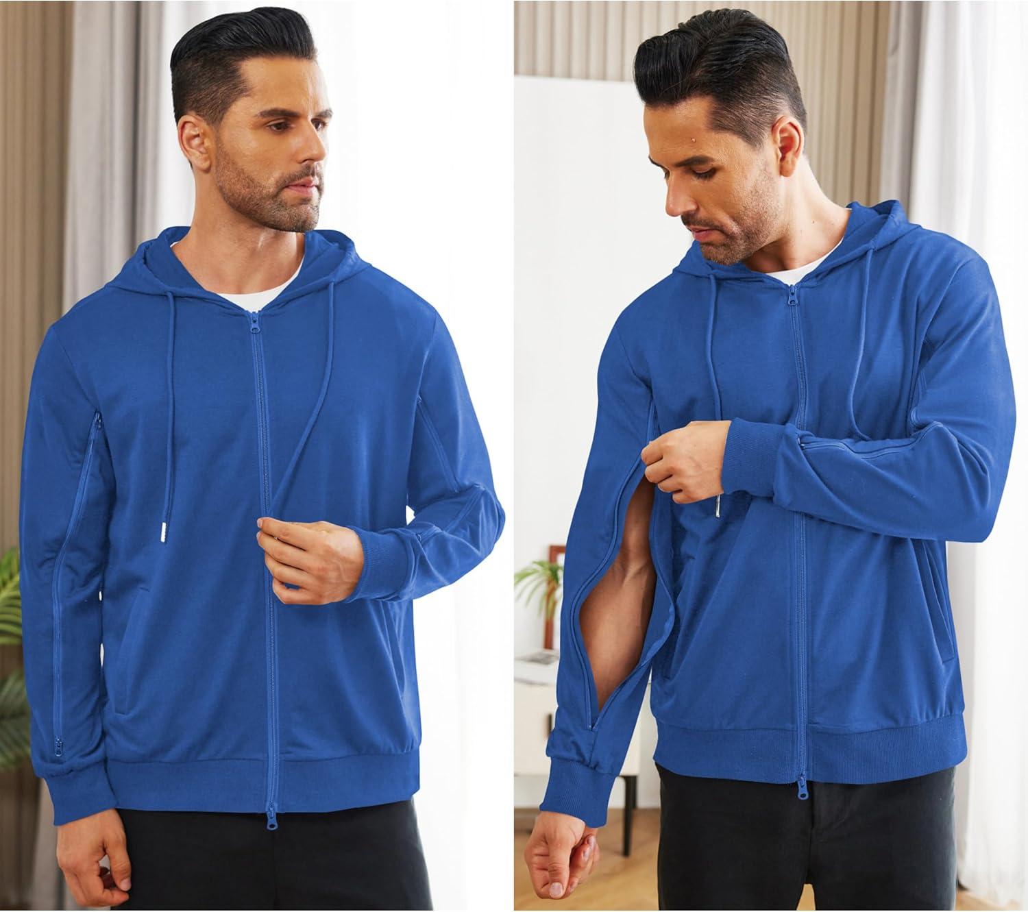 imageDeyeek Dialysis Sweatshirts with Arm Zipper Jacket FullZip Lightweight Hemodialysis Cotton Jacket with PocketsRoyal Blue