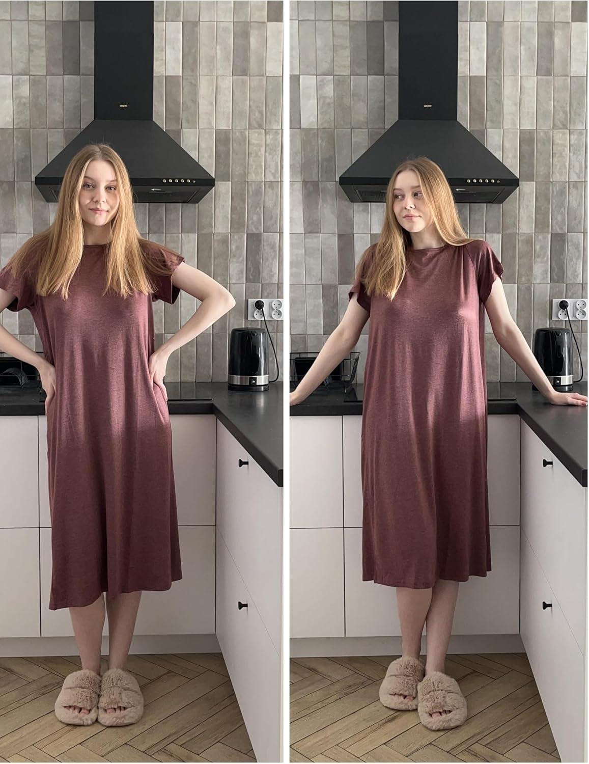 imageDeyeek Hospital Gowns for Women Labor Delivery Shoulder Surgery Dress Adaptive Clothing Night Robes for Elderly Plus SizeDark Red