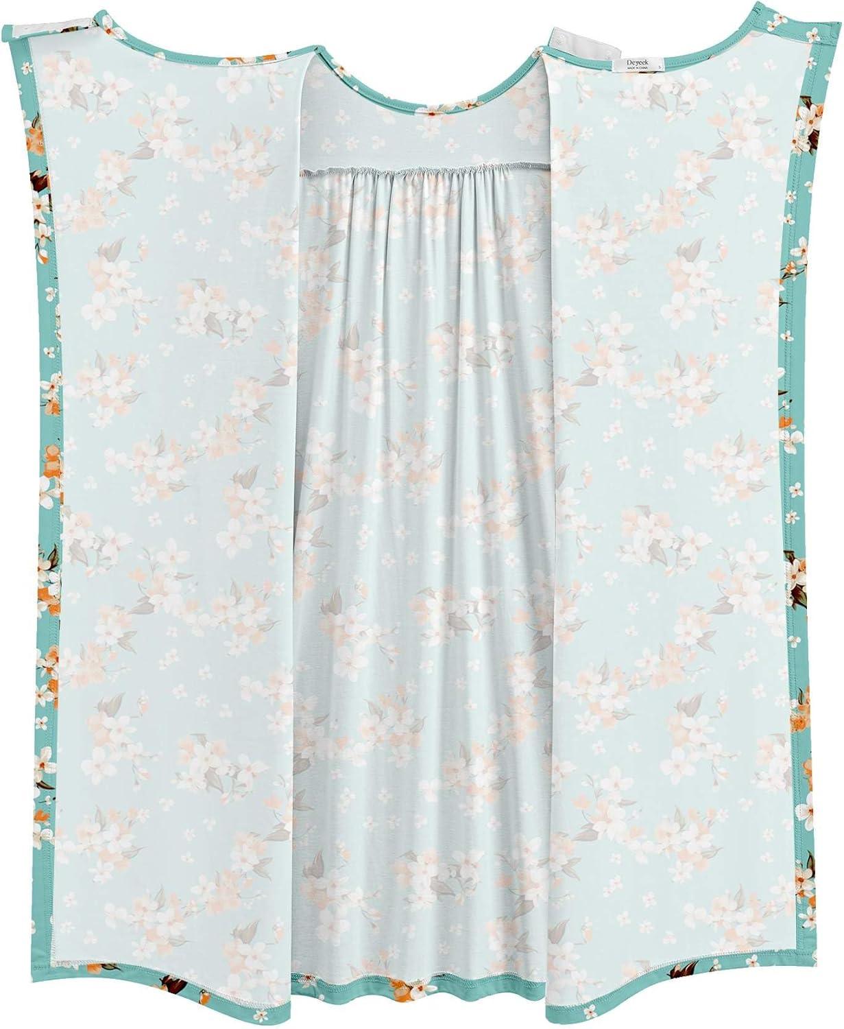 imageDeyeek Hospital Gowns for Women Open Back Dress Long Sleeve Post Surgery Tear Away Adaptive Nightgowns Dialysis ClothingGreen Print