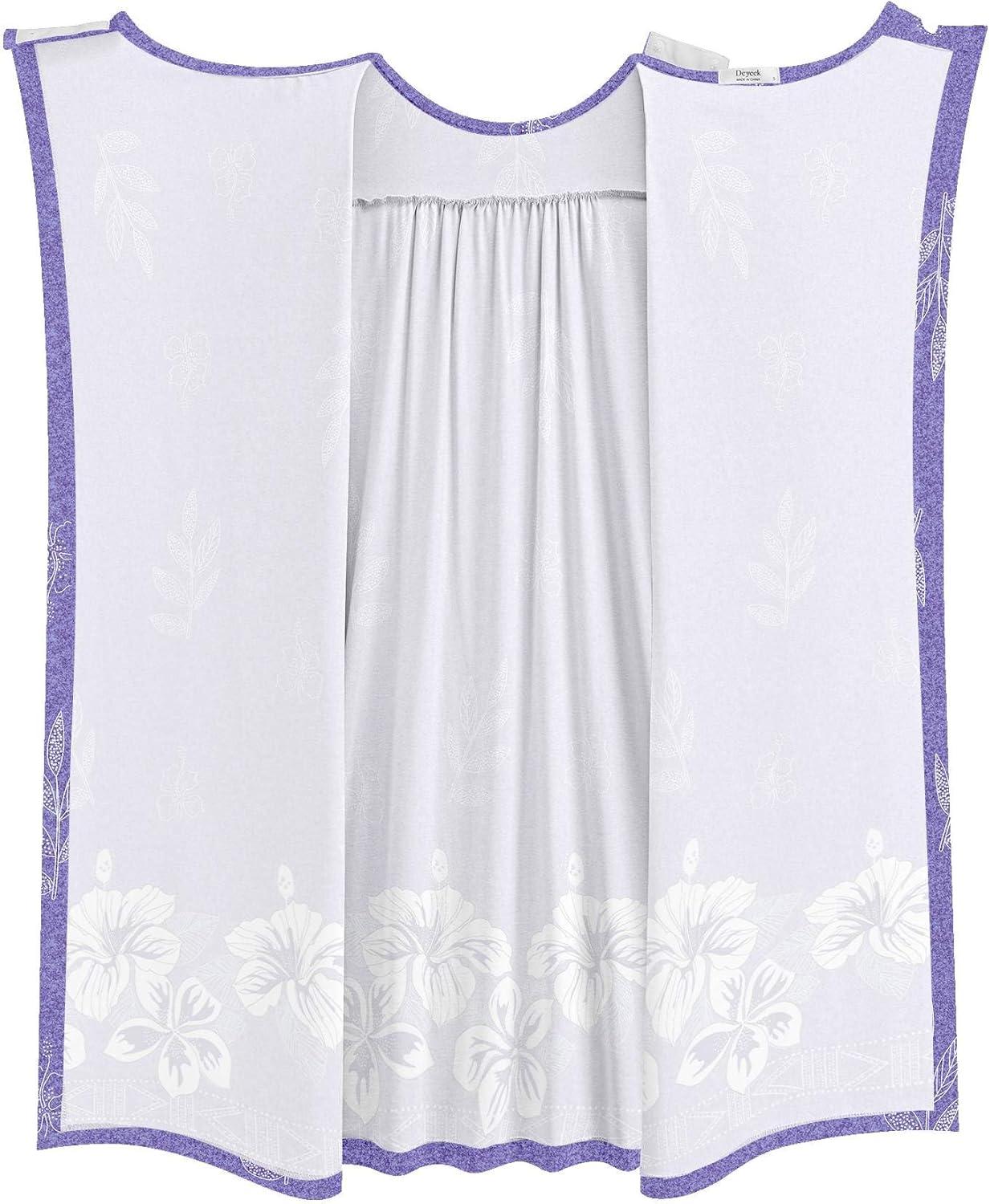 imageDeyeek Hospital Gowns for Women Open Back Dress Long Sleeve Post Surgery Tear Away Adaptive Nightgowns Dialysis ClothingPurple Print