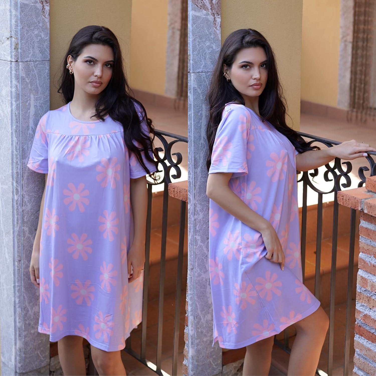 imageDeyeek Hospital Gowns for Women Tear Away Snap Open Back Dress Post Shoulder Surgery Dresses Soft Adaptive Clothing NightgownBlue Flower Print