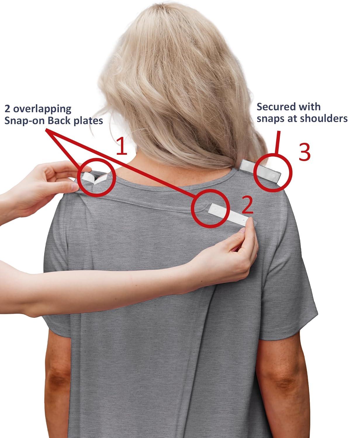 imageDeyeek Hospital Gowns for Women Tear Away Snap Open Back Dress Post Shoulder Surgery Dresses Soft Adaptive Clothing NightgownLight Grey