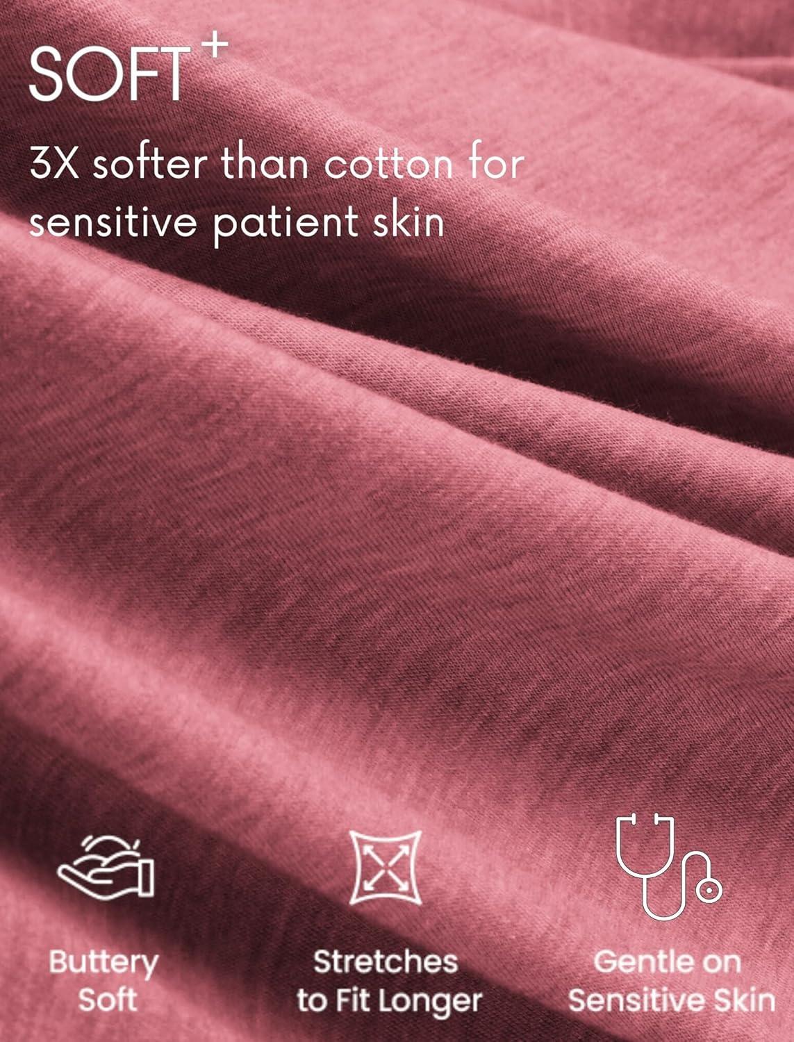 imageDeyeek Mastectomy Shirts with Drain Pockets Tear Away Side Shoulder Surgery Tops for Women Chemo Shirts for Port AccessRed