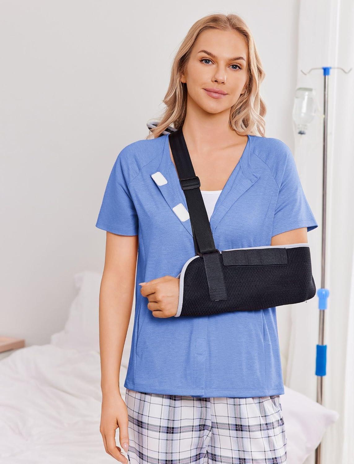 imageDeyeek Mastectomy Shirts with Drain Pockets for Women Short Sleeve Shirt Chemotherapy Must HavesBlue