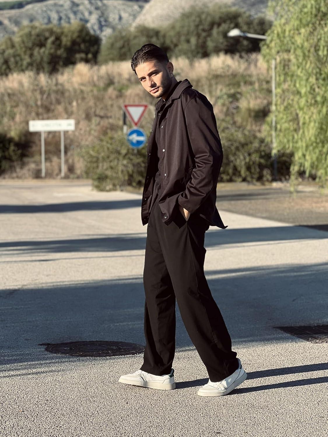 imageDeyeek Mens Fleece Lined Sweatpants Open Bottom Straight Leg Sweat Pants for Mens Loose Fit Joggers Sweatpants with PocketsBlack