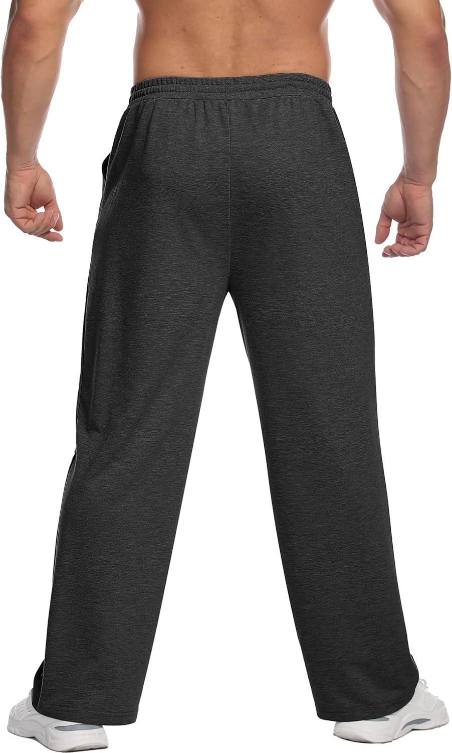 imageDeyeek Mens Lightweight Sweatpants Open Bottom Sweat Pants for Men Straight Leg Gym Sweatpants Lounge Pants with PocketsCharcoal