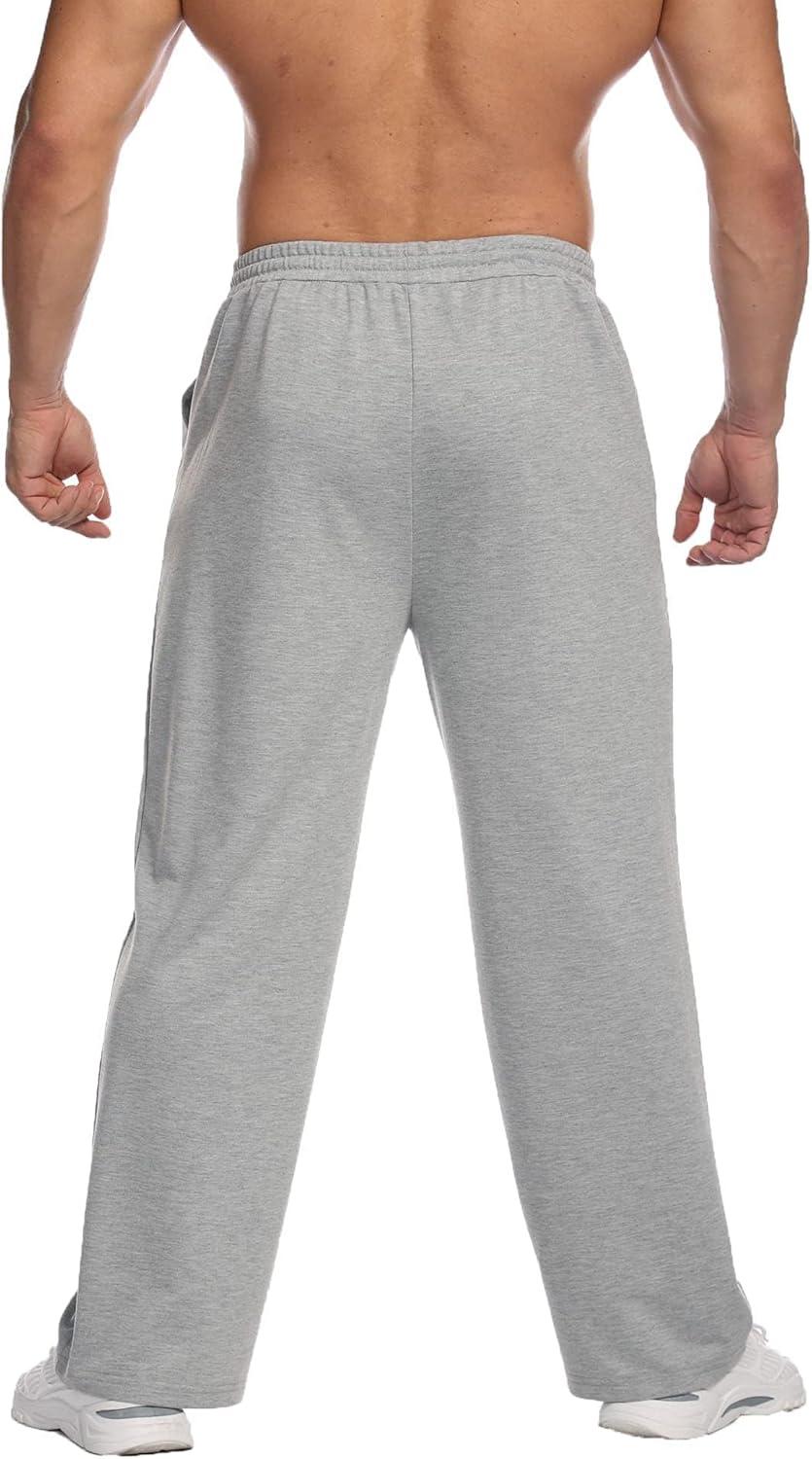 imageDeyeek Mens Lightweight Sweatpants Open Bottom Sweat Pants for Men Straight Leg Gym Sweatpants Lounge Pants with PocketsGrey