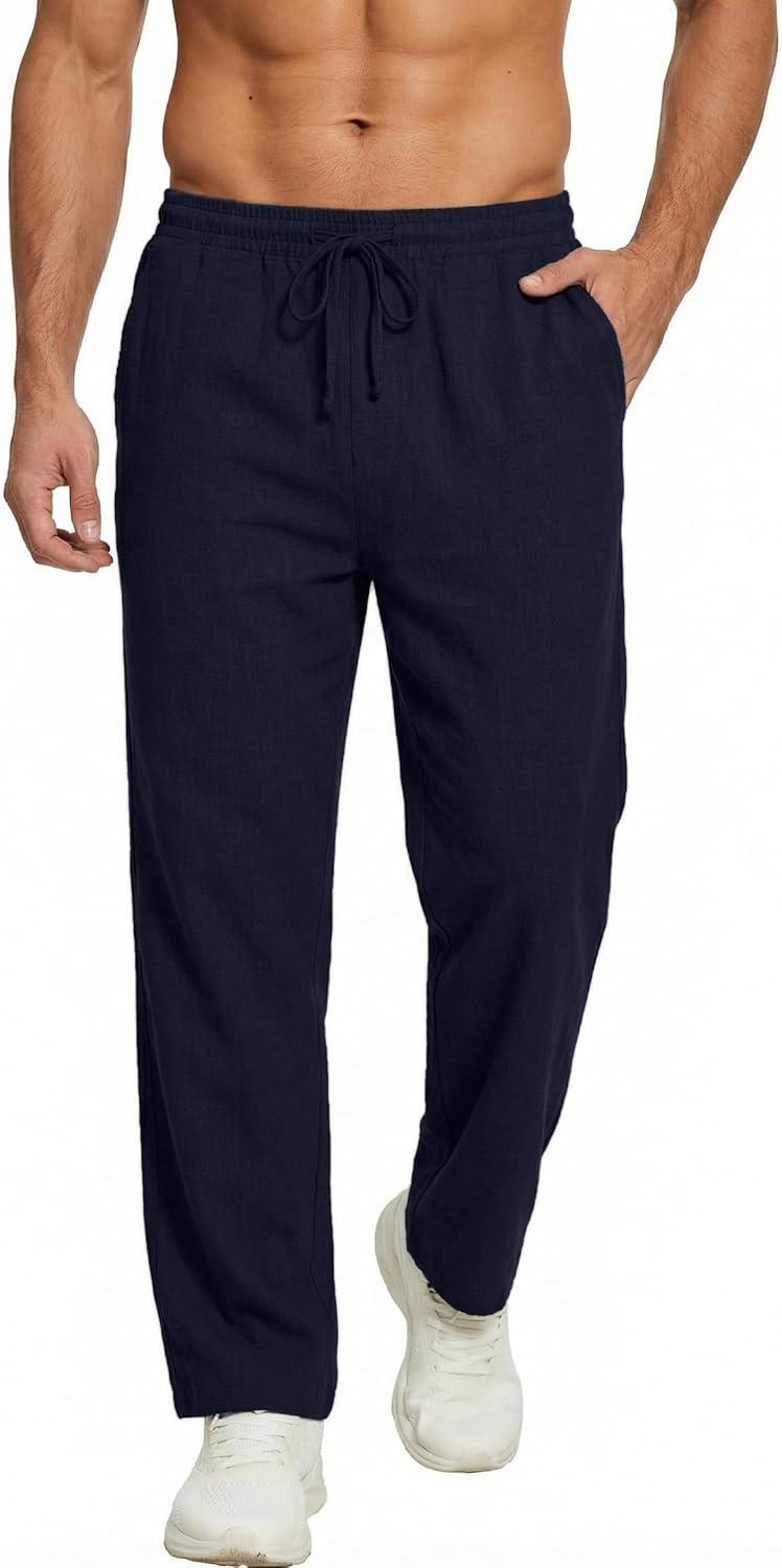 imageDeyeek Mens Lightweight Sweatpants Open Bottom Sweat Pants for Men Straight Leg Gym Sweatpants Lounge Pants with PocketsNavy Blue