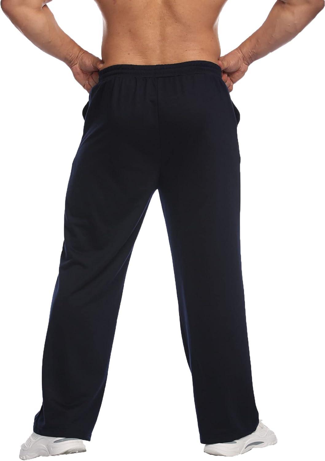 imageDeyeek Mens Lightweight Sweatpants Open Bottom Sweat Pants for Men Straight Leg Gym Sweatpants Lounge Pants with PocketsNavy Blue