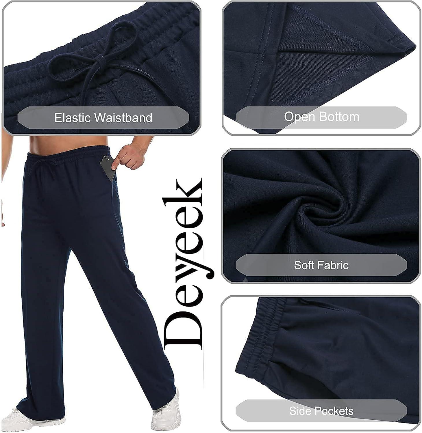 imageDeyeek Mens Lightweight Sweatpants Open Bottom Sweat Pants for Men Straight Leg Gym Sweatpants Lounge Pants with PocketsNavy Blue