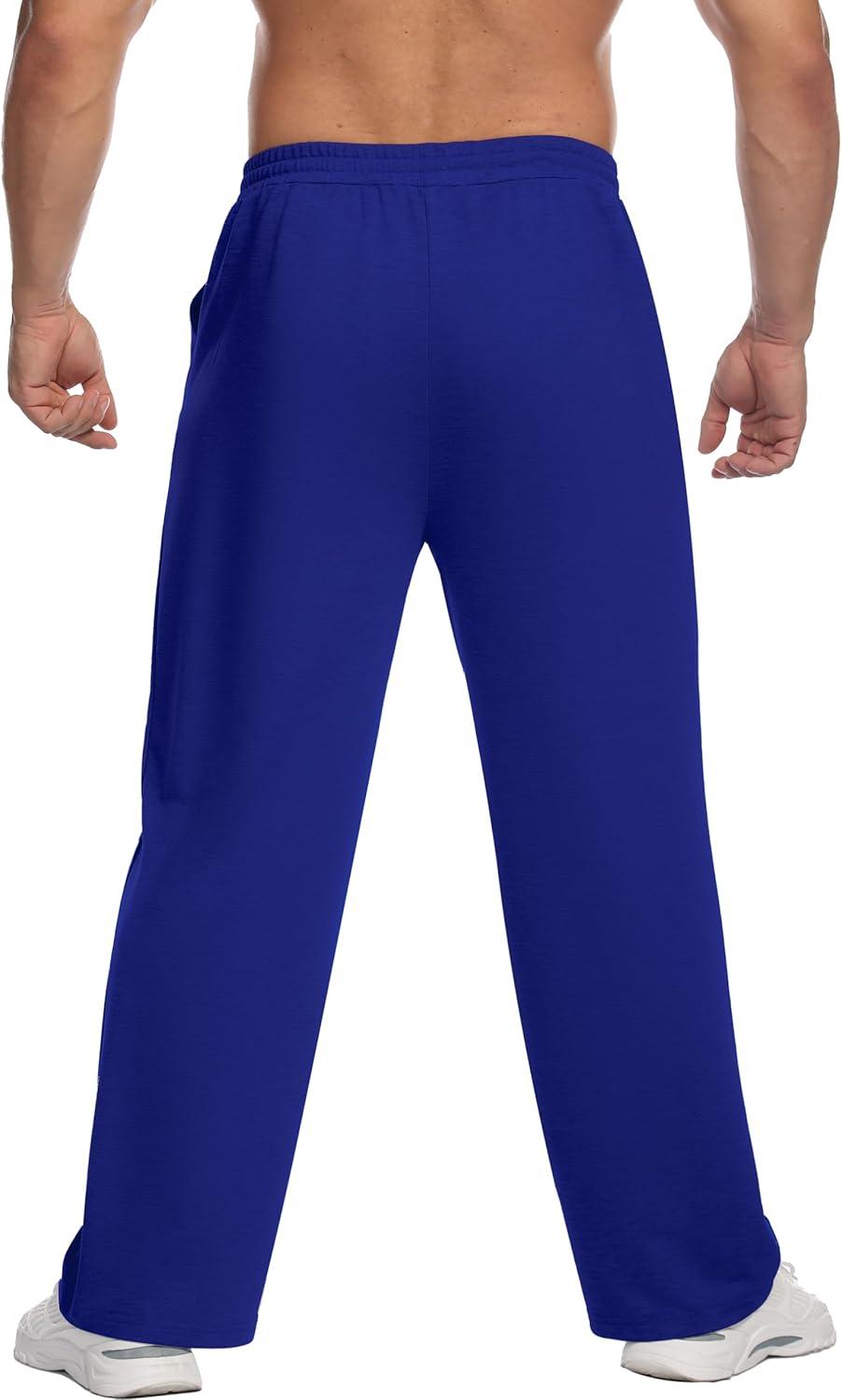 imageDeyeek Mens Lightweight Sweatpants Open Bottom Sweat Pants for Men Straight Leg Gym Sweatpants Lounge Pants with PocketsRoyal Blue