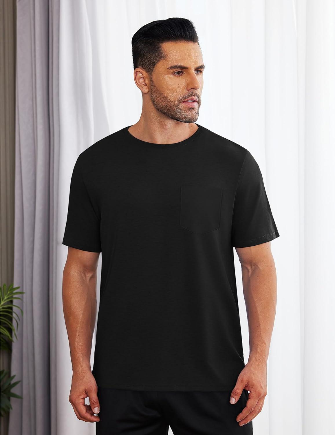 imageDeyeek Mens Post Shoulder Surgery Shirts Recovery Tear Away Short Sleeve Full Open Side Snap Adaptive Chemo ClothingBlack