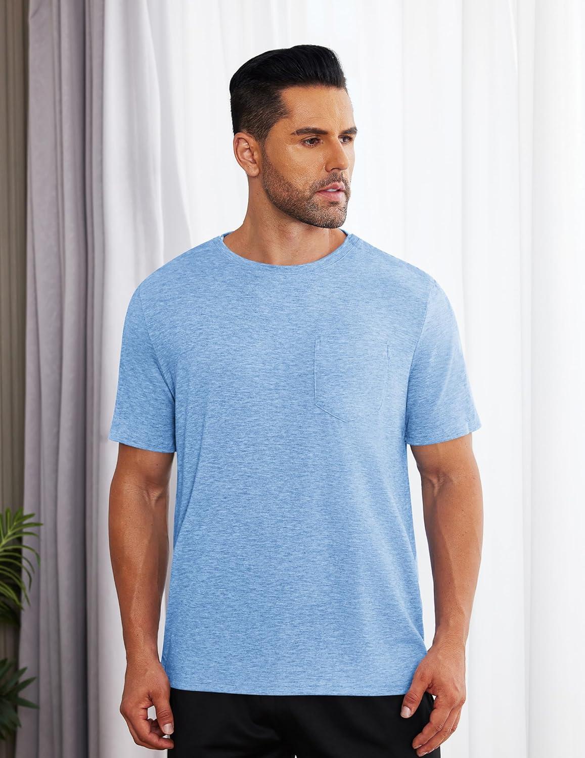 imageDeyeek Mens Post Shoulder Surgery Shirts Recovery Tear Away Short Sleeve Full Open Side Snap Adaptive Chemo ClothingLight Blue