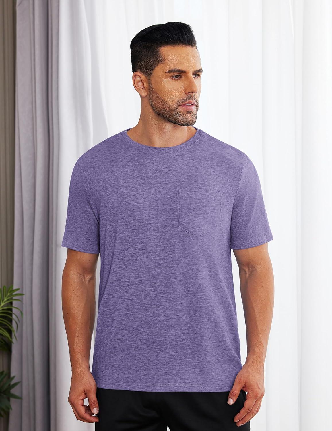 imageDeyeek Mens Post Shoulder Surgery Shirts Recovery Tear Away Short Sleeve Full Open Side Snap Adaptive Chemo ClothingPurple
