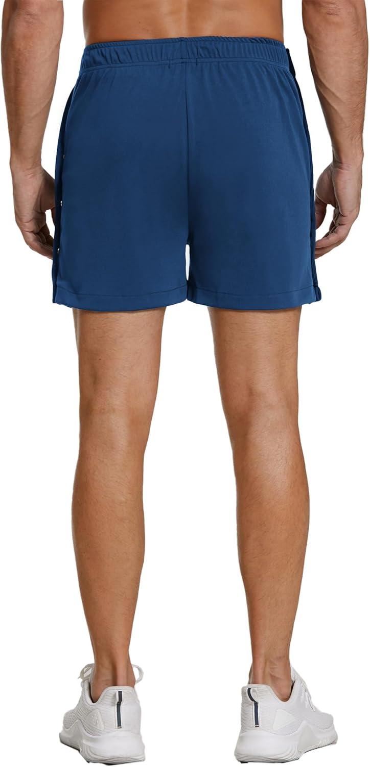 imageDeyeek Mens Snap Tear Away Athletic Shorts Breakaway Adaptive Post Hip Knee Surgery Recovery With PocketsMidnight Blue