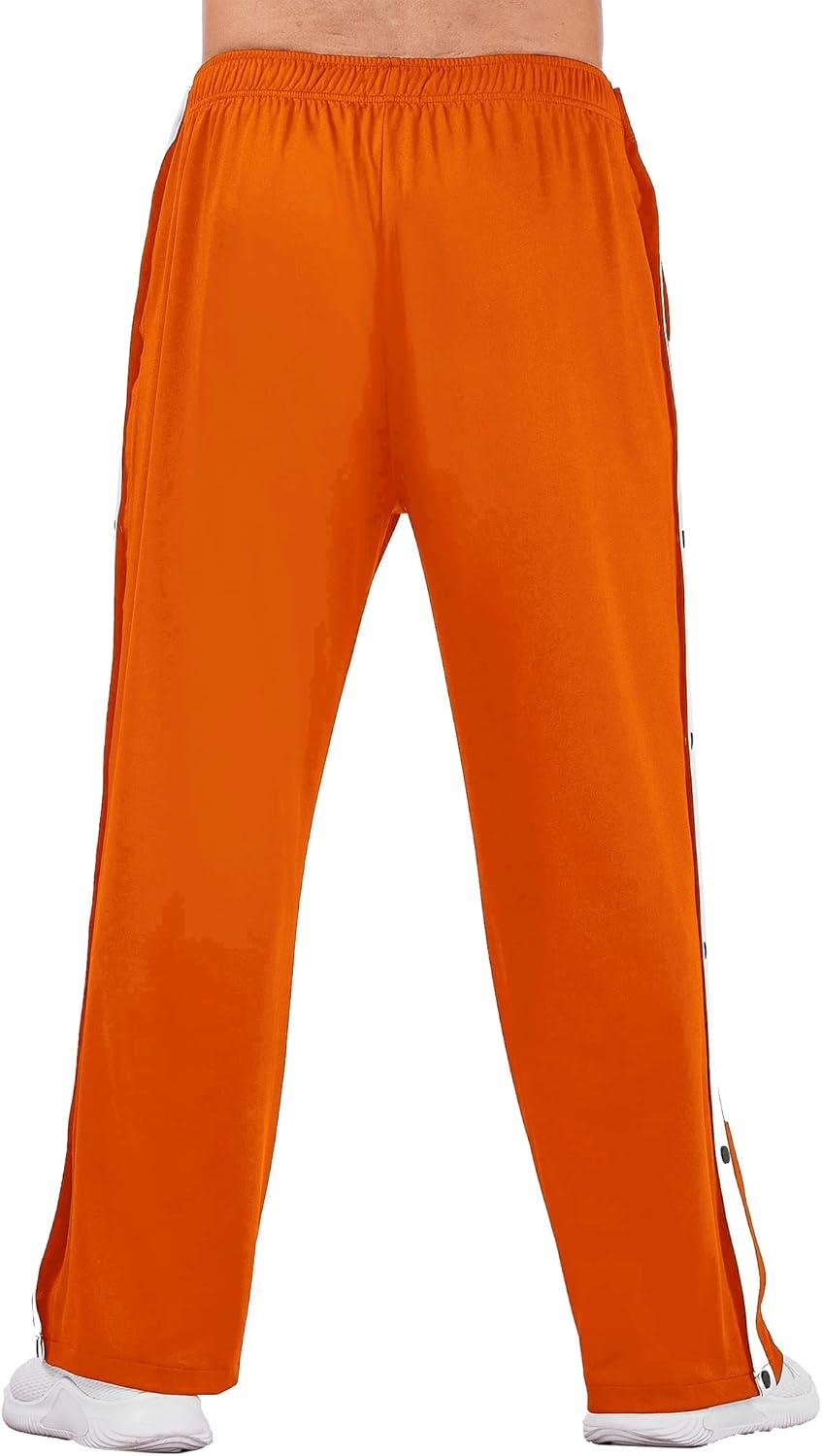 imageDeyeek Mens Tear Away Basketball Pants High Split Snap Button Casual PostSurgery Sweatpants with PocketsOrange