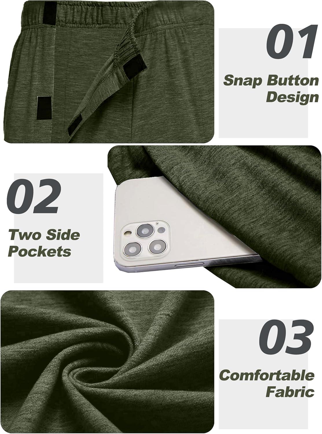 imageDeyeek Mens Tear Away Pants 2 Side Full Open Bottom Sweatpants Loose Fit Casual Adaptive Post Surgery Pants with PocketsArmy Green