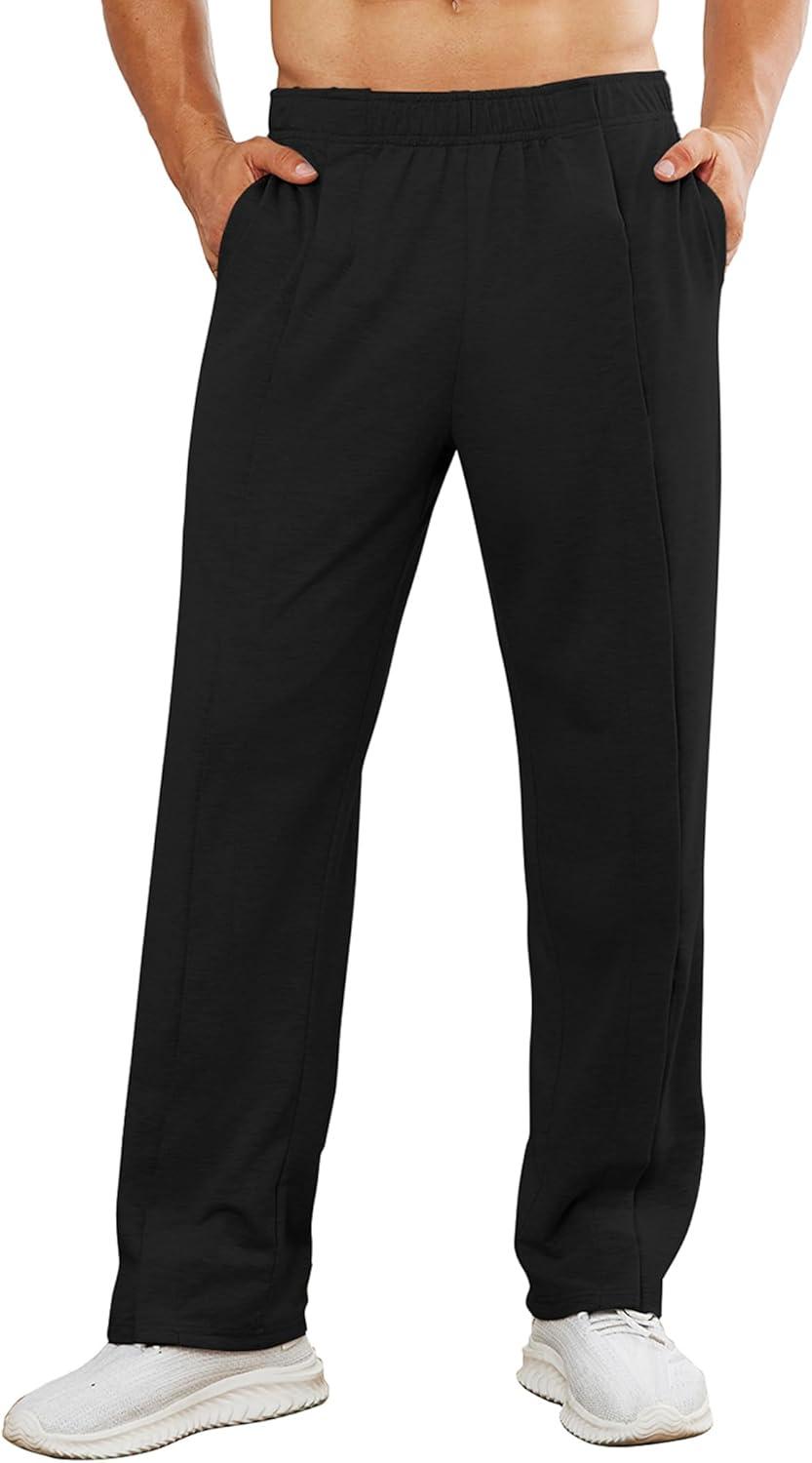 imageDeyeek Mens Tear Away Pants 2 Side Full Open Bottom Sweatpants Loose Fit Casual Adaptive Post Surgery Pants with PocketsBlack