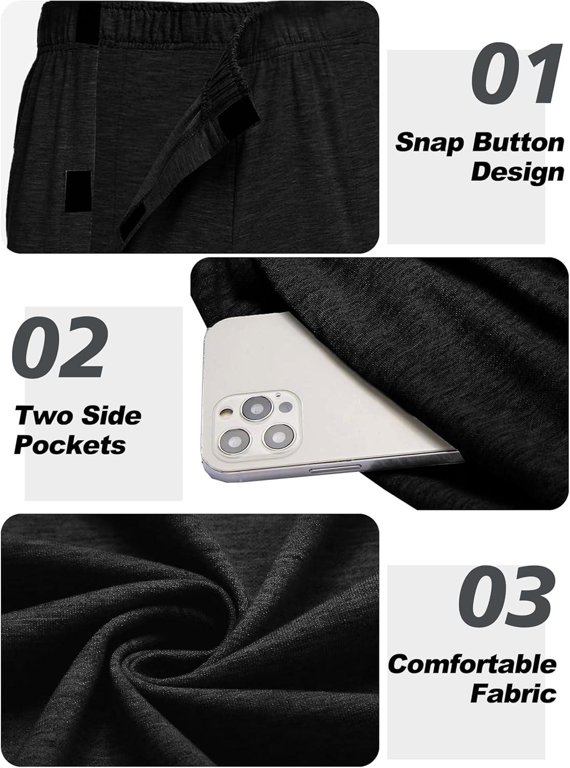 imageDeyeek Mens Tear Away Pants 2 Side Full Open Bottom Sweatpants Loose Fit Casual Adaptive Post Surgery Pants with PocketsBlack