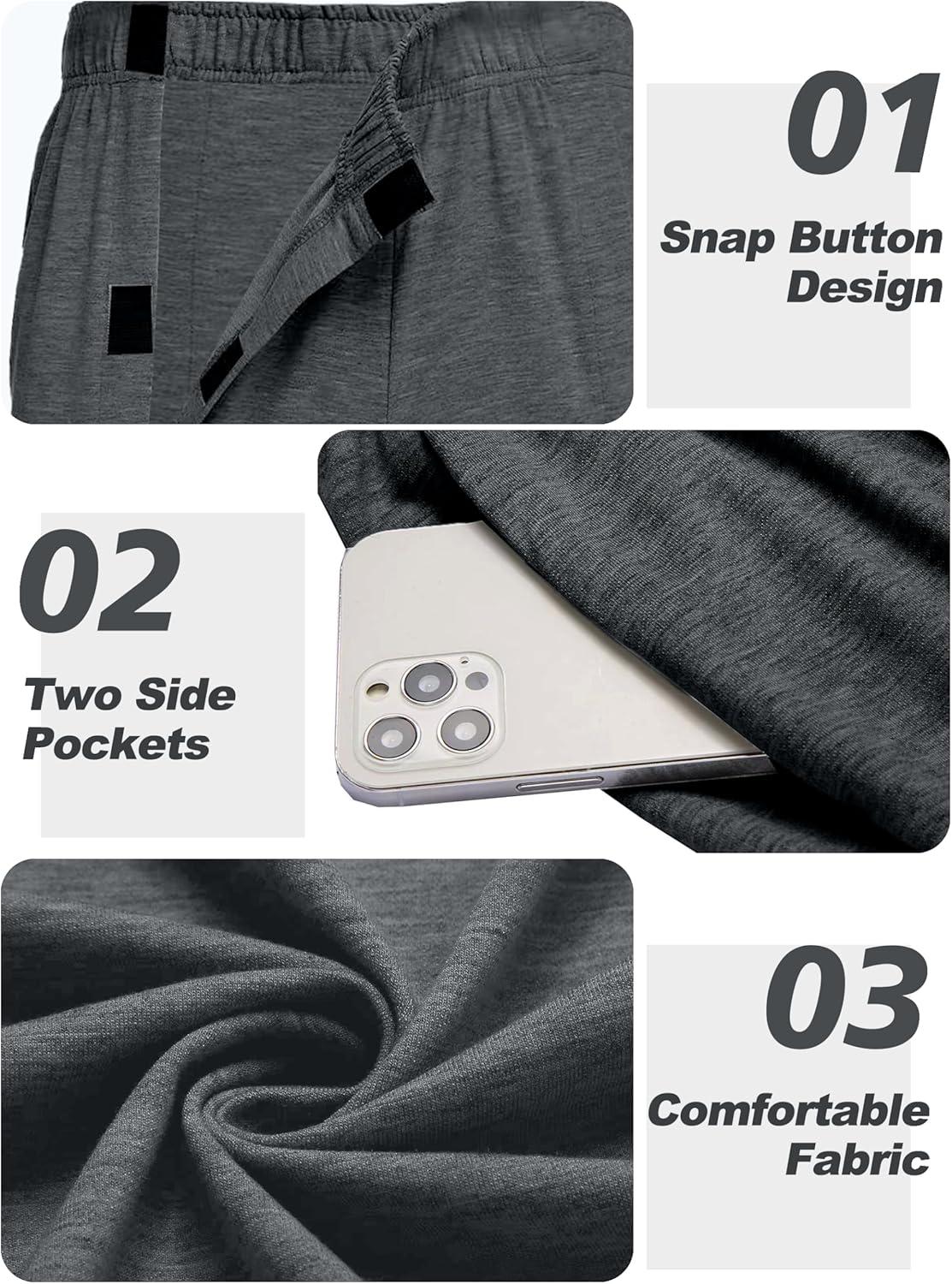 imageDeyeek Mens Tear Away Pants 2 Side Full Open Bottom Sweatpants Loose Fit Casual Adaptive Post Surgery Pants with PocketsDark Grey