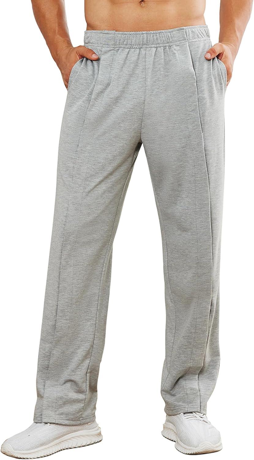 imageDeyeek Mens Tear Away Pants 2 Side Full Open Bottom Sweatpants Loose Fit Casual Adaptive Post Surgery Pants with PocketsLight Gray