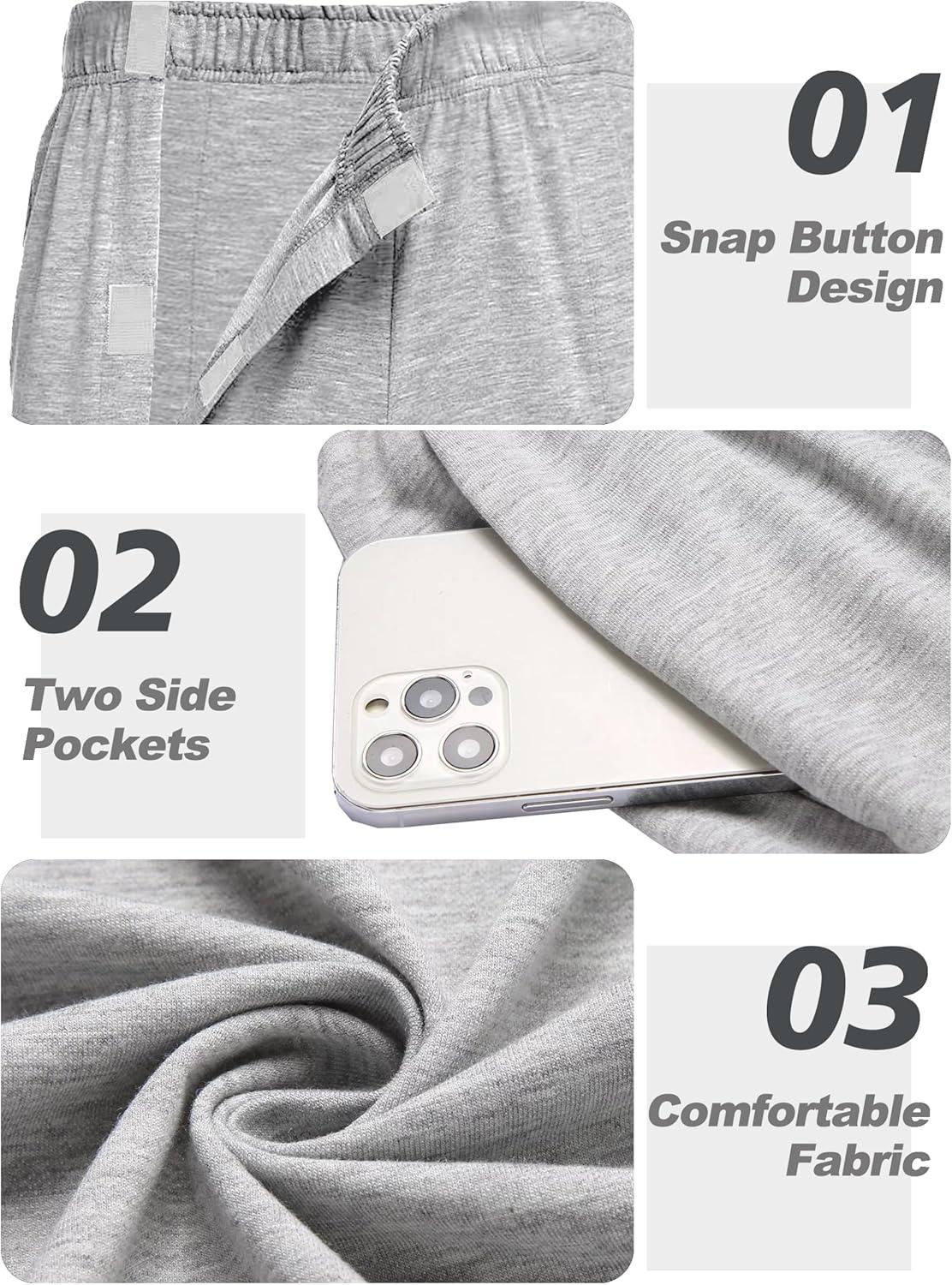 imageDeyeek Mens Tear Away Pants 2 Side Full Open Bottom Sweatpants Loose Fit Casual Adaptive Post Surgery Pants with PocketsLight Gray