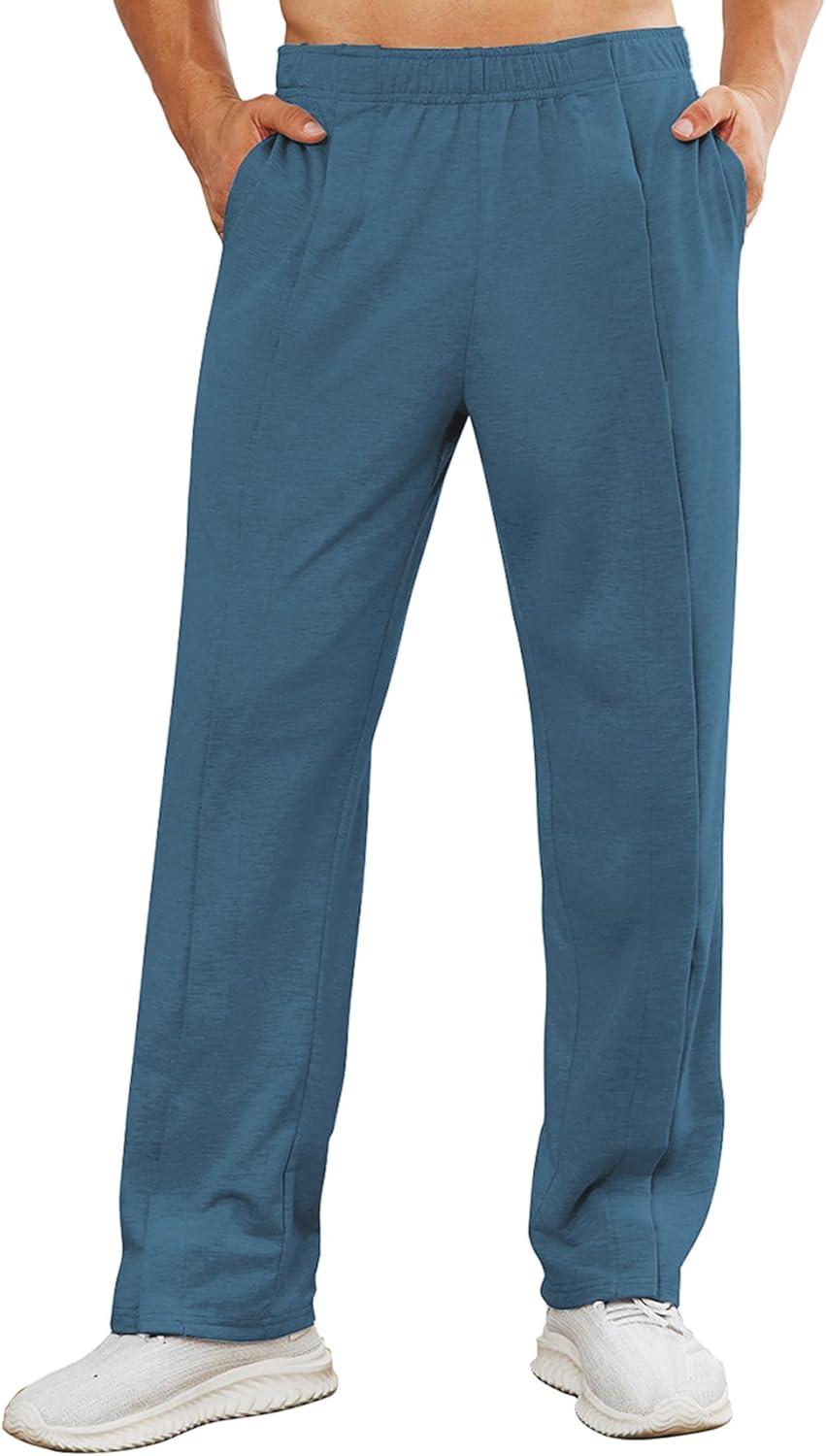 imageDeyeek Mens Tear Away Pants 2 Side Full Open Bottom Sweatpants Loose Fit Casual Adaptive Post Surgery Pants with PocketsSea Blue