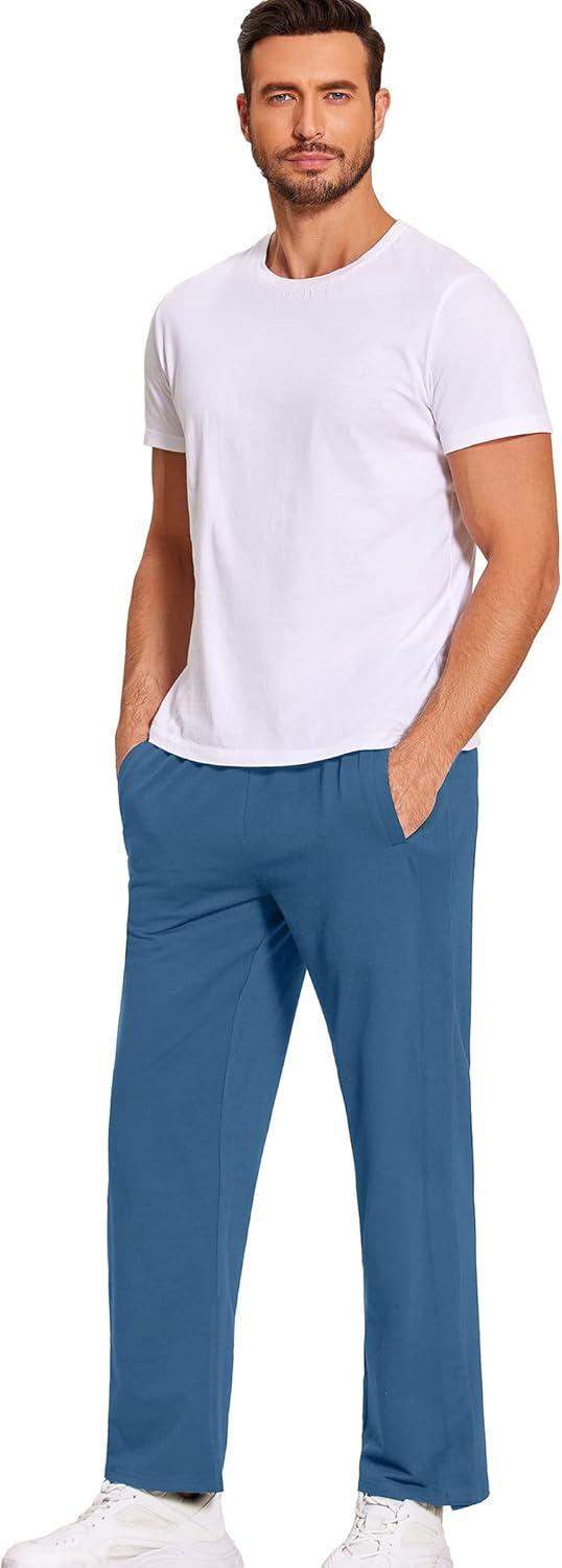 imageDeyeek Mens Tear Away Pants 2 Side Snap Open Bottom Sweatpants Loose Fit Casual Post Surgery Pants with PocketsDeep Blue