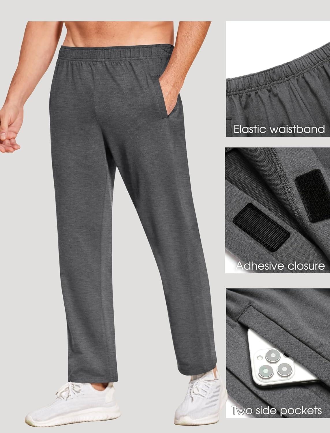 imageDeyeek Mens Tear Away Pants 2 Side Snap Open Bottom Sweatpants Loose Fit Casual Post Surgery Pants with PocketsGrey