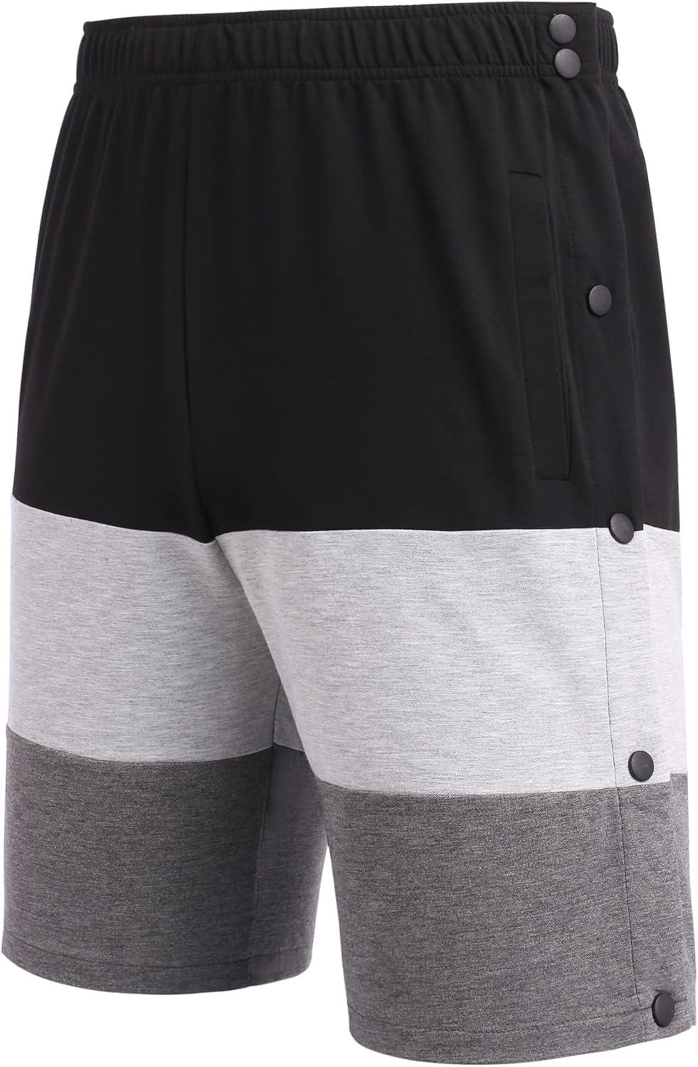 imageDeyeek Mens Tear Away Shorts Post Surgery Recovery Side Snap Shorts Color Block Cotton Break Away Pants with PocketsStyle 3