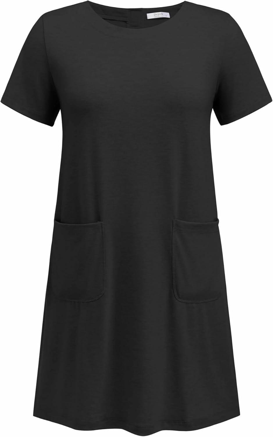 imageDeyeek Open Back Hospital Gowns for Women Tear Away Short Sleeve Post Surgery Soft Nightgowns for Elderly Women With PocketBlack
