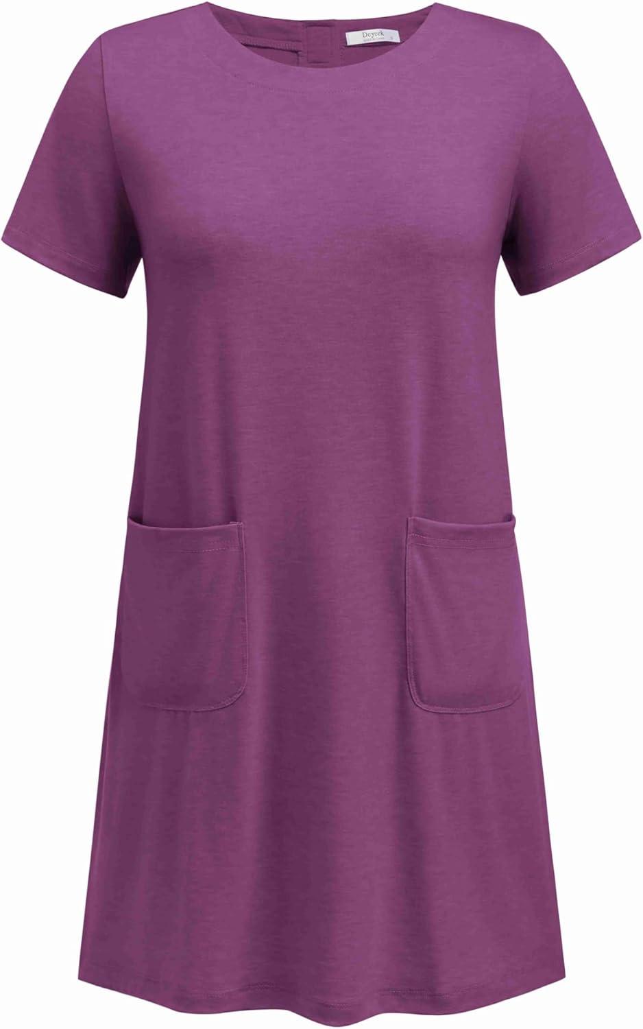 imageDeyeek Open Back Hospital Gowns for Women Tear Away Short Sleeve Post Surgery Soft Nightgowns for Elderly Women With PocketEggplant Purple
