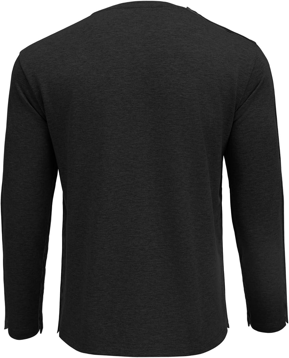 imageDeyeek Post Shoulder Surgery Recovery Shirts for Men Chemo Port Access Top Snap Full Tear Away Long SleeveBlack