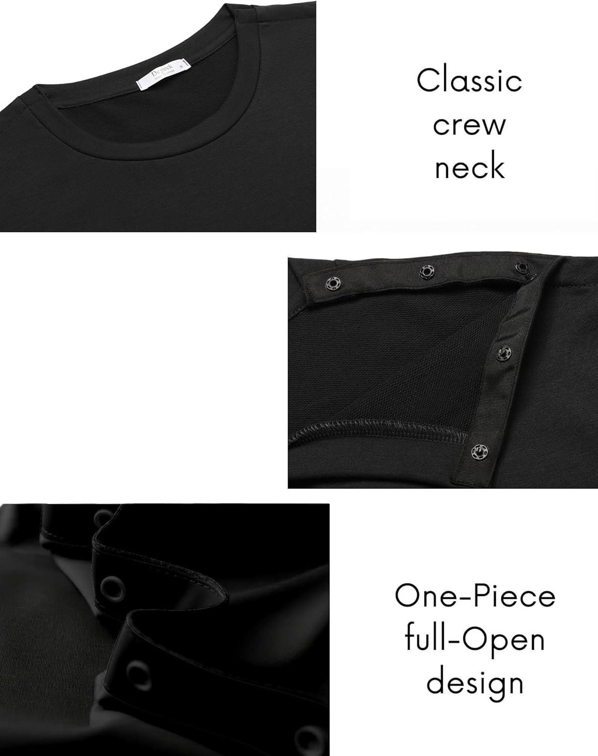imageDeyeek Post Shoulder Surgery Recovery Shirts for Men Chemo Port Access Top Snap Full Tear Away Long SleeveBlack