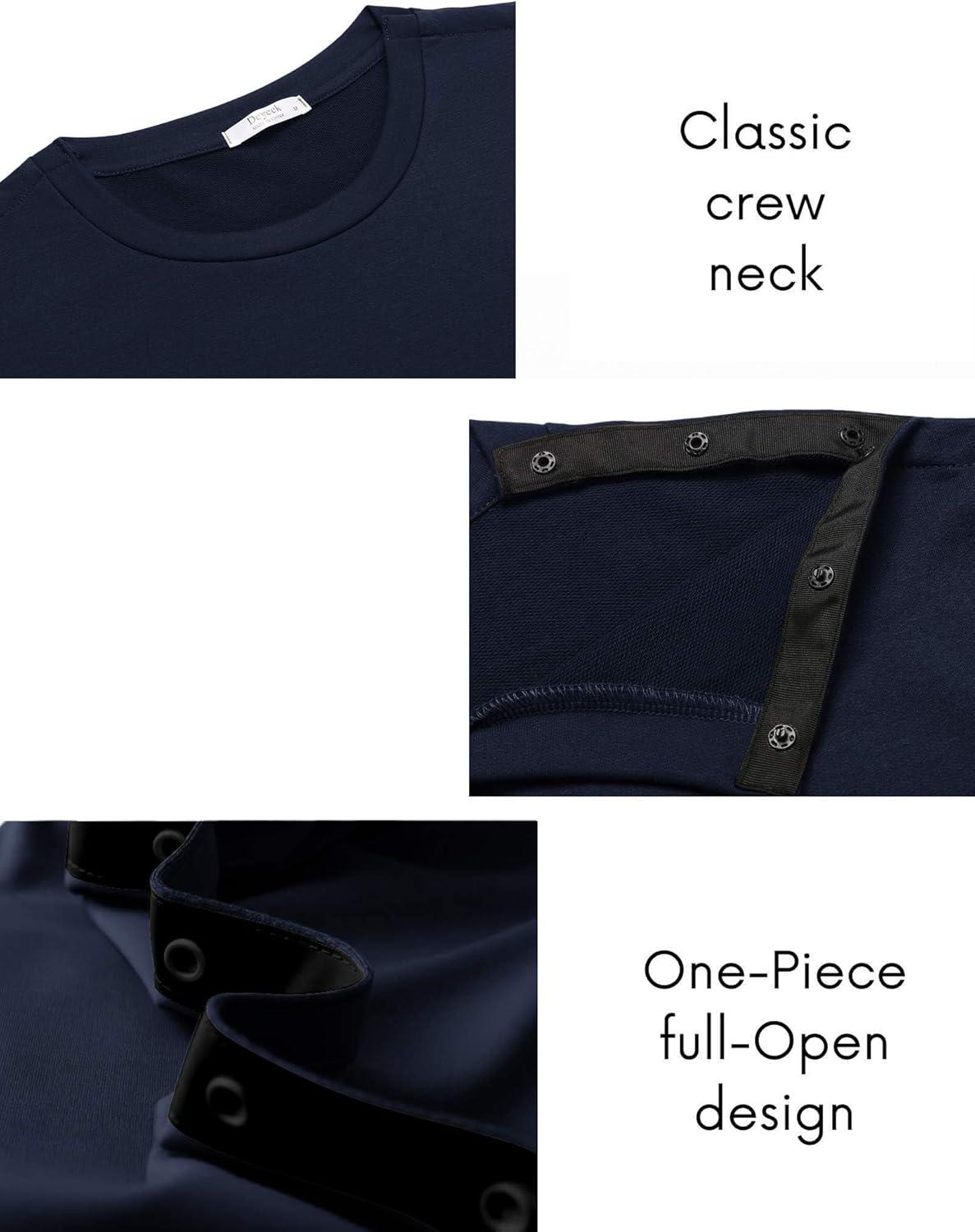 imageDeyeek Post Shoulder Surgery Recovery Shirts for Men Chemo Port Access Top Snap Full Tear Away Long SleeveBlue Purple